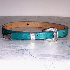 Vintage Nocona Embellished Western Leather Belt Sz 32 Turquoise