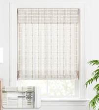 No Tools No Drill Bamboo Roller Shades, Cordless Bamboo Blinds - Light Filter...