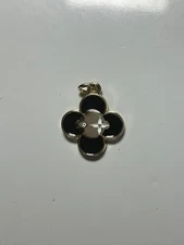 LOUIS VUITTON pendant Brass & gold charm / zip Pull Flower Motif double sided LV