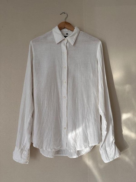 Women Navyboot Shirt White Linen M