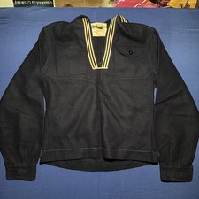 Vintage US Navy Wool Jumper Man 38R Blue Dress Sailor Shirt WWII Era