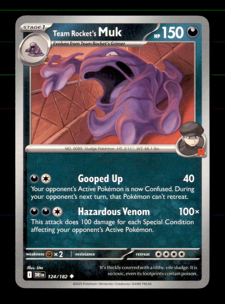 Team Rocket's Muk 124/182 Uncommon Destined Rivals Pokemon Near Mint
