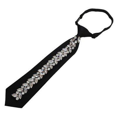Luxurious Crystal Decors Neck Tie Long Necklace For Grooms Bridesmaids And Guest