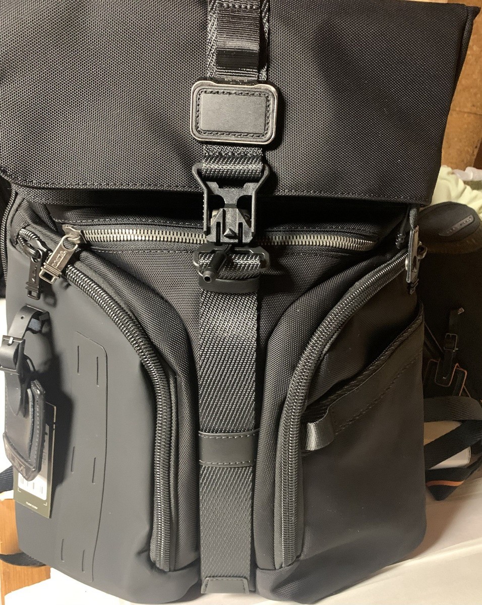 Tumi Alpha Bravo Logistics Flap Lid Backpack $525 Black | eBay