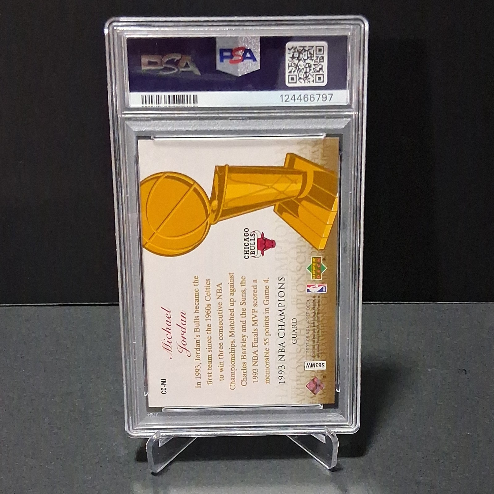 *GOLD SP* 2007 Upper Deck FE Michael Jordan Champions of the Court CC-MJ PSA 9 view 2