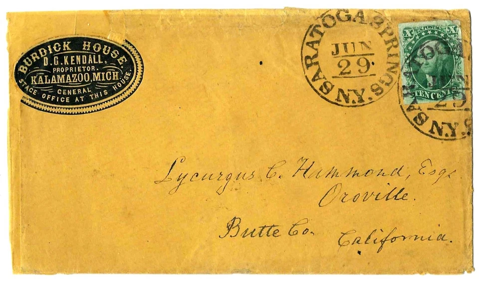 EAS_STAMPS US #16 USED COVER LATER W/ CERTIFICATION SCV $1,200.00 - Image 2 of 3