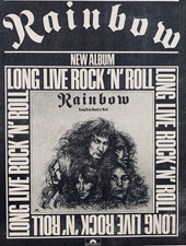RAINBOW RITCHIE BLACKMORE 1978 vintage POSTER ADVERT LONG LIVE ROCK 'N ROLL