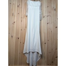 NWT Lulus Beautifully Beloved White Mesh Off-the-Shoulder Maxi Dress Bridal XL