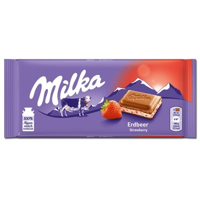 (1,95 /100g) Milka Erdbeer Schokolade, 100g Tafel