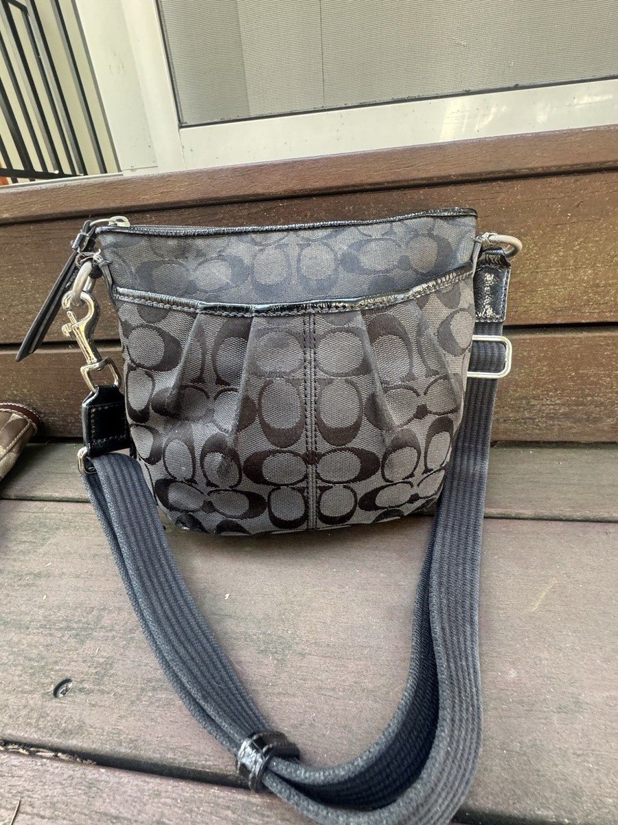 バッグ Coach Signature 2way Shoulder Bag Gray 2 COACH Signature Jacquard Canvas Leather Shoulder & Crossbody Bag