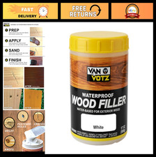 Waterproof Exterior Wood Filler - Half-Pint, White, Paintable  Stainable, Stron