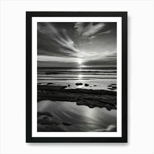 Sun Setting Over The Sea Art Print Framed Wall Art Poster Canvas Print Picture
