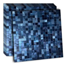 5-Sheet Peel and Stick Backsplash Tiles Dark Blue Surface Aluminum Mosaic Sti...
