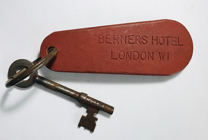 Vintage Berners Hotel W1 London England Hotel Key & Fob Skeleton Key Antique