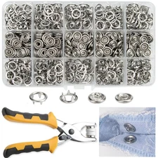 11mm/800PCS Metal Snaps Buttons with Fastener Pliers, Heavy Duty Press Tool K...