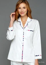 100% Cotton PJ Top, White, classic, casual top, NWT, Julianna Rae, 75023MILK(L)