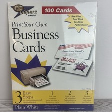 PC Papers - Print Your Own Business Cards 100 Cards - Plain Ivory 3 1/2”x2” New