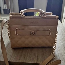 bebe Beige Quilted Small Satchel Top Handle C...
