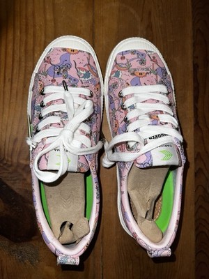Cariuma Crooked OCA Low Rose Graphic Print Canvas Sneakers Pink Comfort Cork