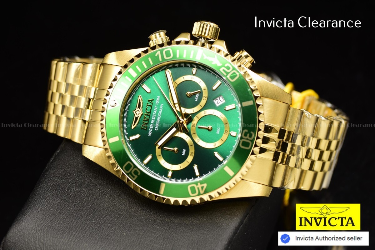 Invicta クロノグラフ 腕時計 オリーブグリーン Invicta Mens 43mm Pro Diver TITAN Chrono Green Dial JUBILEE