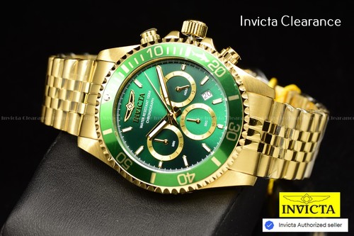 Reloj Invicta Para Hombres 43mm Pro Diver TITAN Cronógrafo Esfera Verde JUBILEE Tono Dorado SS - Imagen 4 de 10