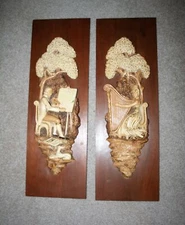 1964 Plaster Relief Wall Hangings Victorian Gardens Universal Statuary Chalkware