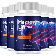 (5 Pack) Memory Lift Max Supplement, MemoryLift Nootropic Pills (300 Capsules)