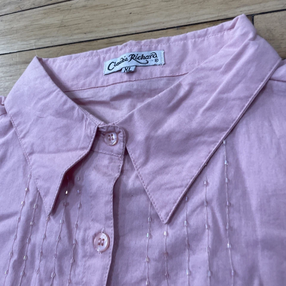 Top con botones CLAUDIA RICHARD para mujer XL Y2k joya de hadas cuentas abuela costera XL Foto 4 de 4