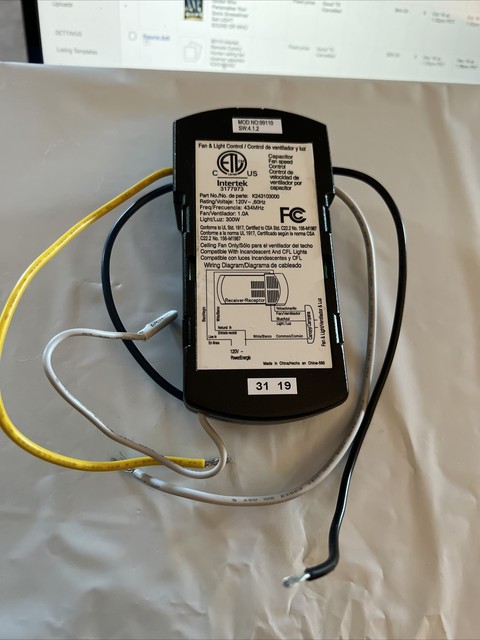 Intertek Fan \u0026 Light Control Receiver 