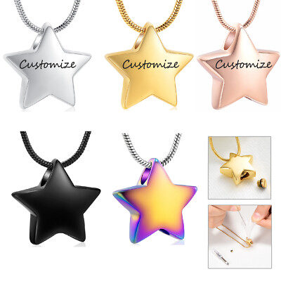 Custom Stainless Steel Star Cremation Urn Pendant Necklace for Ashe of Loved One