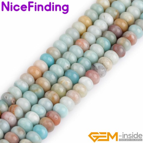 Cuentas espaciadoras de rondelle amazonita multicolor natural hilo para hacer joyas 15"" - Imagen 15 de 26