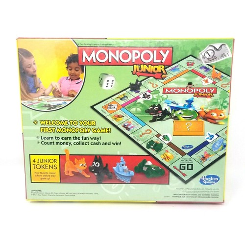 Hasbro Gaming Monopoly Junior Classic Board Game Cat Dog Token New Sealed Child - Picture 2 of 6