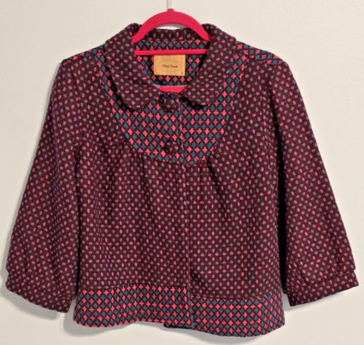 Final Touch Women's Purple Pink Print Collared Jacket Size Large