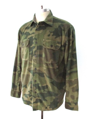 Wrangler Authentics Verde Camuflaje Vellón Caza Exterior Camisa Bolsillos M - Imagen 2 de 7