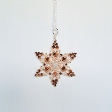 SWAROVSKI CRYSTAL BEAD BEADED ROSE GOLD 6 POINT STAR OF DAVID CHRISTMAS ORNAMENT