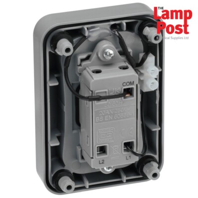 BG Electrical WPB12 - Interruttore A Parete Singolo, Resistente Alle Intemperie, 13 A, IP55, Colore: Grigio - Foto 10
