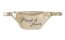 Maid Of Honor Fanny Pack. Gold W/ Black Letters,3 Zipper Pockets.FREE SHIPPING