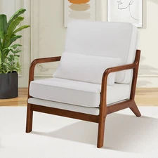 Contemporary Mid Century Accent Lounge Armchair with Comfortable Lumbar Pillow