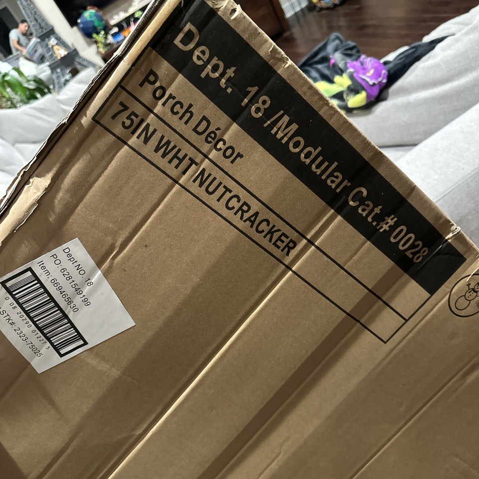 Animated White Nutcracker Blow Mold 75" Holiday Time Christmas NEW