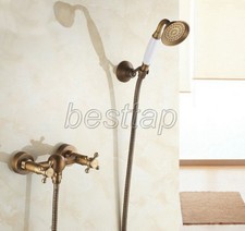 Antique Brass Bathroom Wall Mounted Hand Held Shower Faucet Mixer Tap stf300