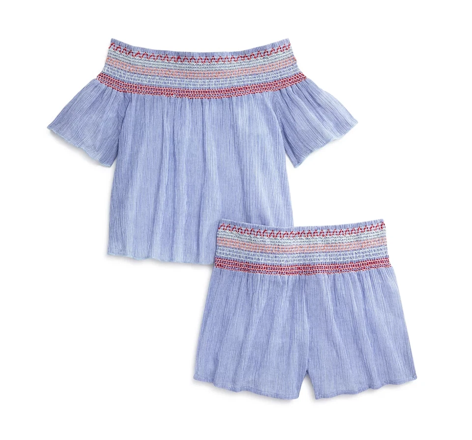 Pantalones Cortos Vintage HAVANA Niñas Pequeñas Algodón Calado Talla S (5T-6) Azul Foto 3 de 3