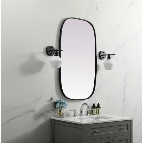 Elegant Decor Brynn 24x40" Oval Modern MDF Wood/Iron Mirror in Black - Picture 10 of 11