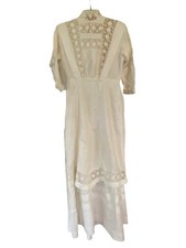 Antique Victorian Petticoat Underdress Slip Edwardian Lace Undergarment White