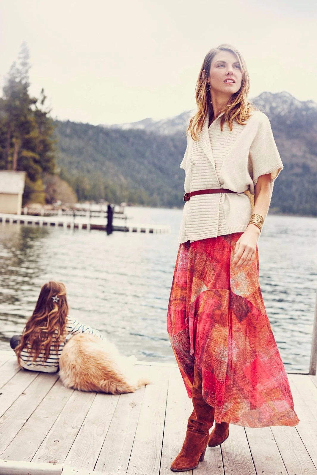 MESHKI NUOVA ANTHROPOLOGIE Maxi Gonna Sole Caduto di Weston S L Maglia Alta Bassa 118