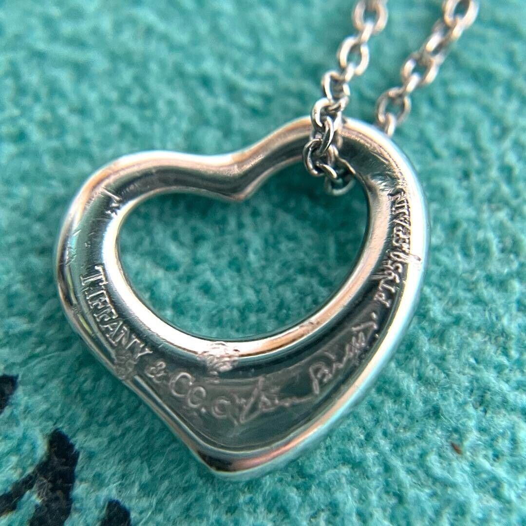 TIFFANY&Co. Tiffany Open Heart Necklace PT950 Box Pouch w TIFFANY&Co. Tiffany Open Heart Necklace PT950 Box Pouch w