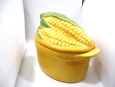 SWEET CORN VEGGIE CASSEROLE HAND CRAFTED & PAINTED PHILIPPE RICHARD FIGURAL  LID