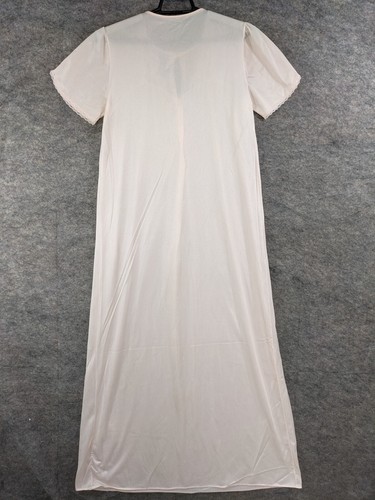 Vtg Nightgown Womens Small Pink Nylon Lace Bodice Short Sleeve Round Neck 6931 - Picture 6 of 9