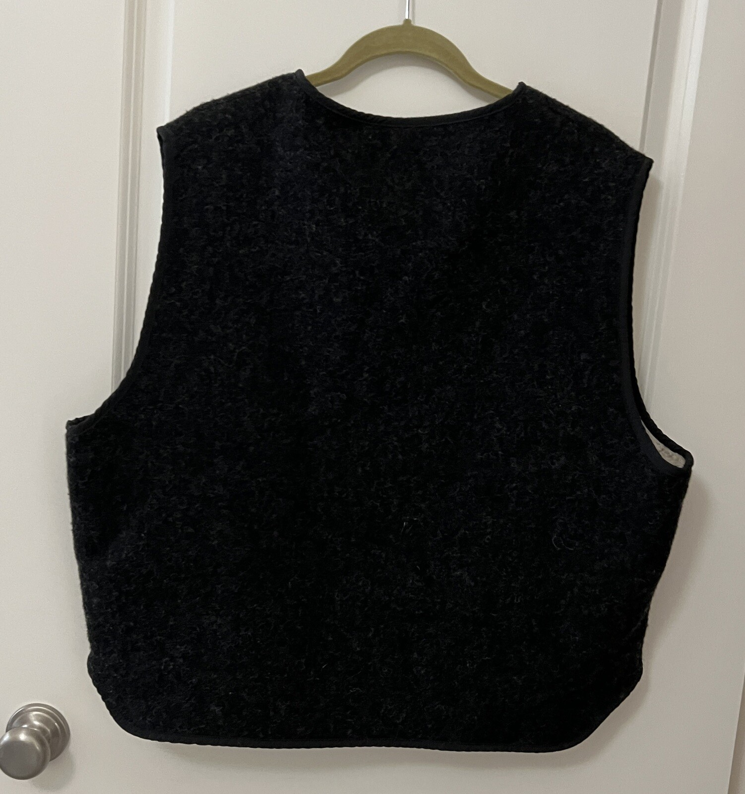 Woolrich Men's Wool Vest XL Sherpa Fleece Lined Full Zip Charcoal Gray