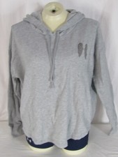 Victoria's Secret Pullover Hooded Sweatshirt Womens Sz L 48" Chest Seguins Grey