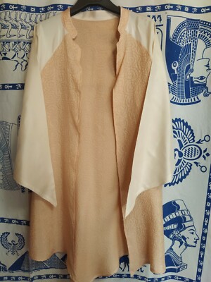White and Pink Elven Silk Jacket, Hooded Flared Sleeves